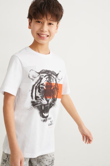 Enfants garçons - Lot de 2 - T-shirts - blanc / bleu clair