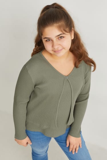 Children - Extended sizes - set - cardigan and top - 2 piece - green