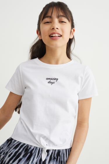 Enfants - Ensemble - T-shirt et jupe plissée - 2 pièces - noir / blanc