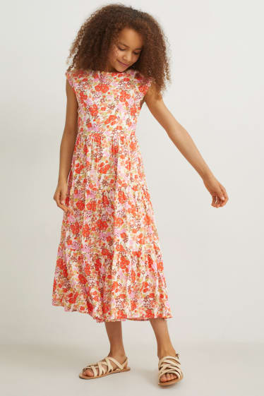 Enfants filles - Robe - à fleurs - coloré