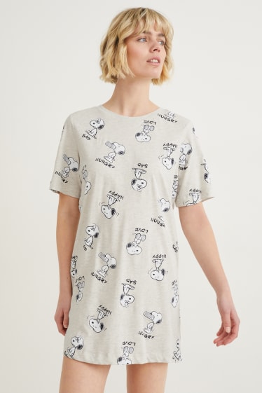Damen - Bigshirt - Snoopy - hellgrau-melange