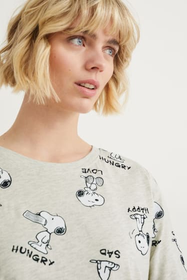 Dames - Bigshirt - Snoopy - licht grijs-mix