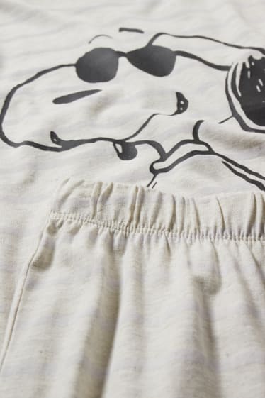 Kobiety - Piżama - w paski - Snoopy - jasnoszary-melanż