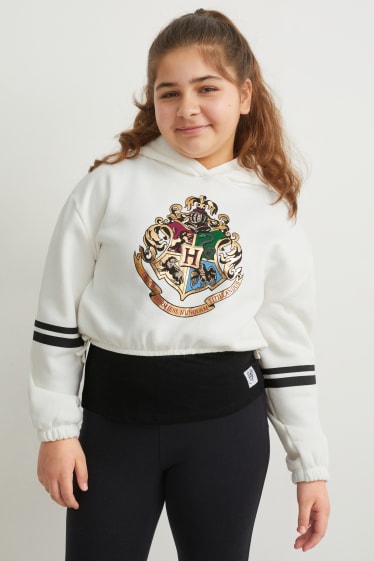 Kinderen - Uitgebreide maten - Harry Potter - set - hoodie en topje - 2-delig - zwart / wit