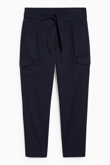 Donna - Pantaloni cargo - vita media - gamba ampia - blu scuro