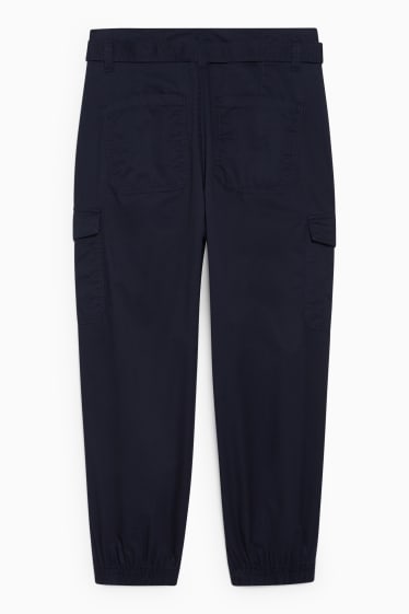 Femmes - Pantalon cargo - mid waist - wide leg - bleu foncé