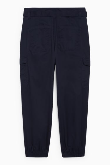 Donna - Pantaloni cargo - vita media - gamba ampia - blu scuro