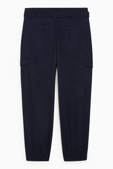 Donna - Pantaloni cargo - vita media - gamba ampia - blu scuro