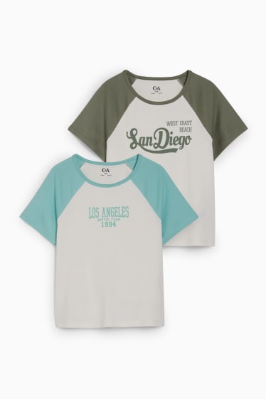 Enfants - Coupe ample - lot de 2 - T-shirts - blanc crème