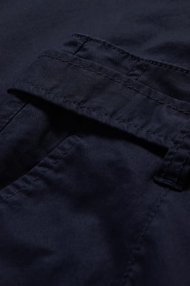 Femei - Pantaloni cargo - talie medie - wide leg - albastru închis