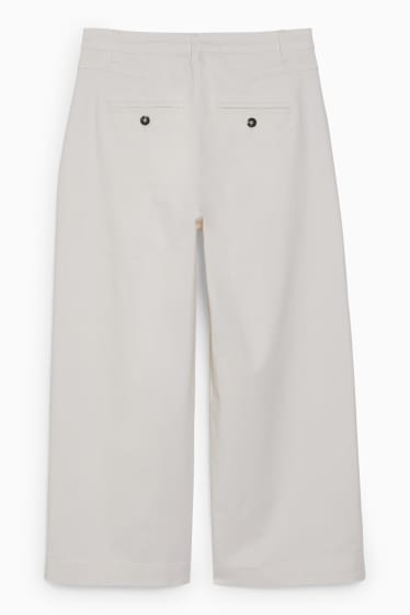 Donna - Pantaloni di stoffa - vita alta - gamba larga - bianco crema