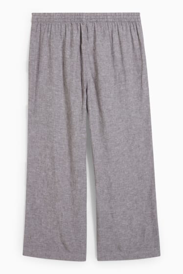 Femmes - Pantalon de toile - mid waist - wide leg - lin mélangé - gris chiné