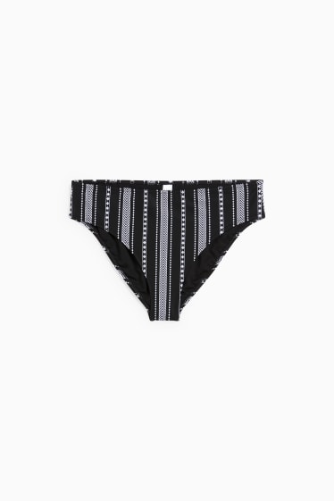 Damen - Bikini-Hose - Mid Waist - LYCRA® XTRA LIFE™ - gemustert - schwarz