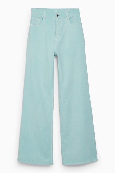 Women - Loose fit jeans - high waist - LYCRA® - mint green