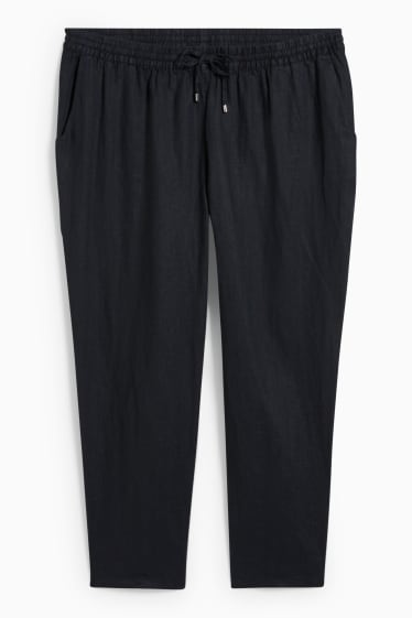 Donna - Pantaloni di lino - vita media - tapered fit - nero