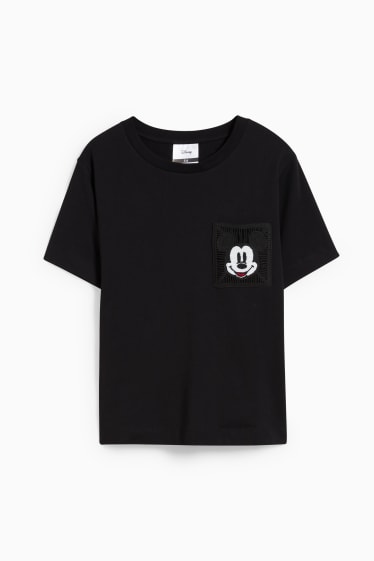 Damen - T-Shirt - Micky Maus - schwarz