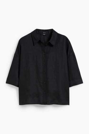 Women - Linen blouse - black