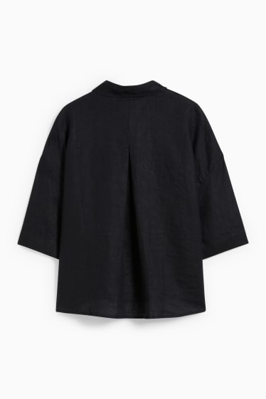 Women - Linen blouse - black