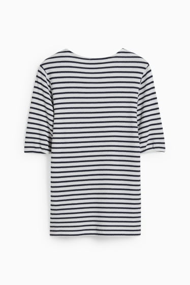 Damen - T-Shirt - gestreift - schwarz / weiß