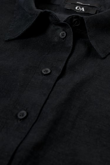 Women - Linen blouse - black