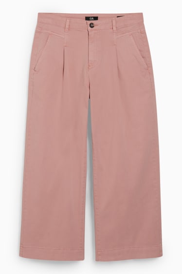 Femei - Pantaloni culotte - talie înaltă - wide leg - roz