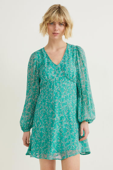 Femmes - Robe en mousseline - vert clair