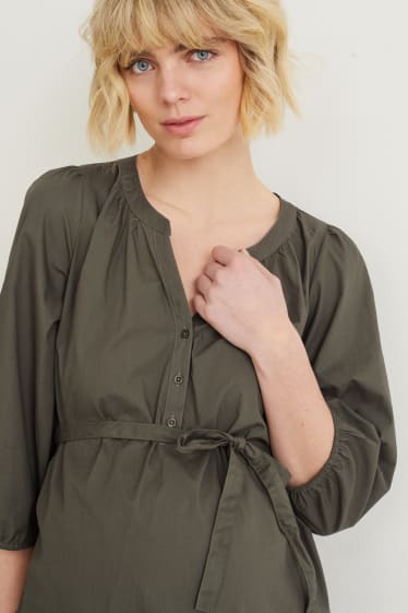 Donna - Vestito a camicia per allattamento - verde