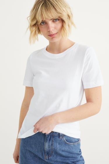 Damen - Multipack 5er - T-Shirt - weiß