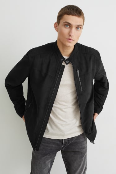 Herren - Blouson - Velourslederimitat - schwarz