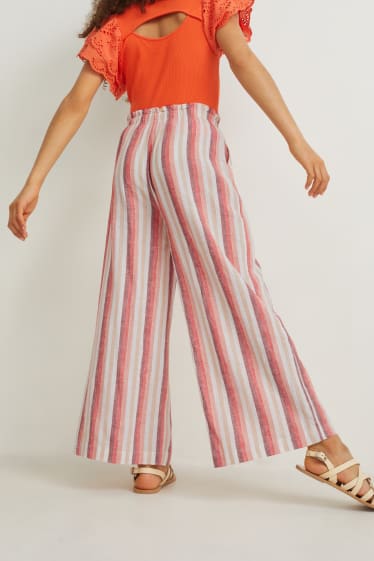 Nena - Pantalons - mescla de lli - de ratlles - beix