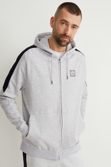Herren - Sweatjacke mit Kapuze - hellgrau-melange