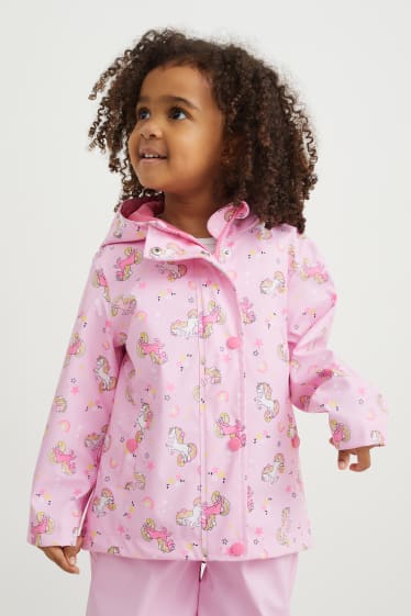 Niños - Unicornios - chaqueta impermeable con capucha - rosa