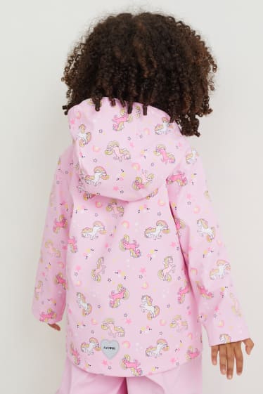 Enfants filles - Licorne - veste de pluie à capuche - rose