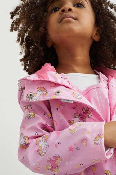 Niños - Unicornios - chaqueta impermeable con capucha - rosa