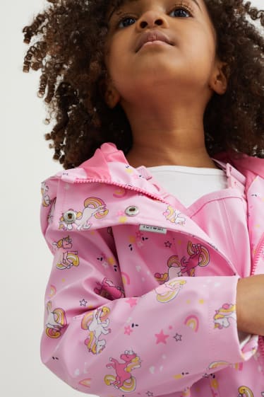 Bambini - Unicorno - giacca impermeabile con cappuccio - rosa