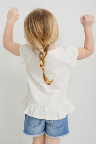 Copii - Set - tricou cu mânecă scurtă și elastic de păr - 2 piese - alb-crem