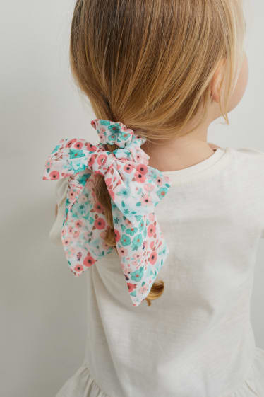 Kinder - Set - Kurzarmshirt und Scrunchie - 2 teilig - cremeweiss