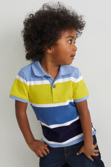 Copii - Multipack 2 buc. - tricou polo și tricou cu mânecă scurtă - cu dungi - albastru