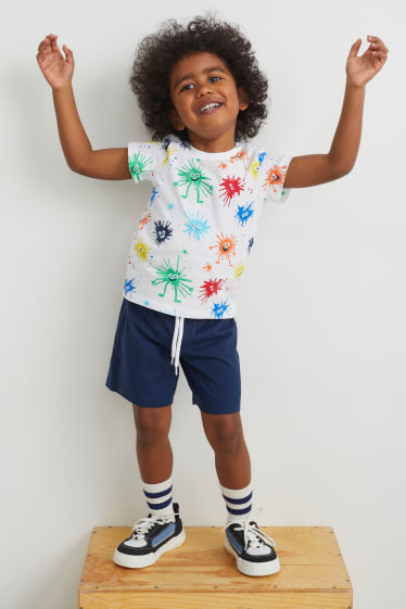 Dzieci - Zestaw - koszulka z krótkim rękawem i szorty - 2 części - biały