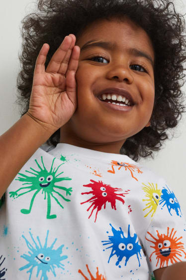 Kinder Buben - Set - Kurzarmshirt und Shorts - 2 teilig - weiß