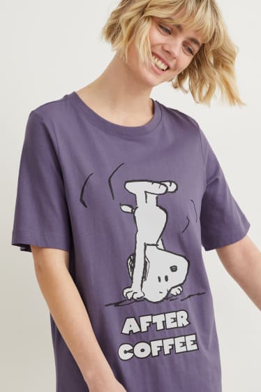 Dames - Bigshirt - Snoopy - paars