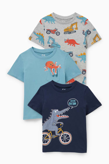 Enfants - Lot de 3 - T-shirts - bleu foncé