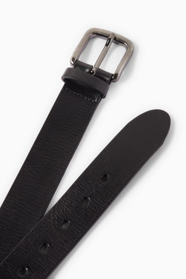 Men - Leather belt - black