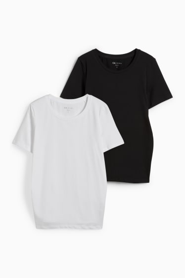 Dames - Set van 2 - zwangerschaps-T-shirt - zuiver wit