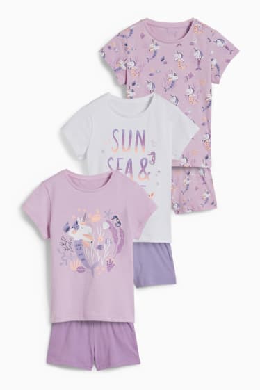 Dětské - Multipack 3 ks - letní pyžamo - 6dílná - světle fialová