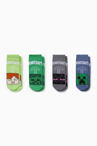 Bambini - Confezione da 4 - Minecraft - calzini corti con motivo - verde
