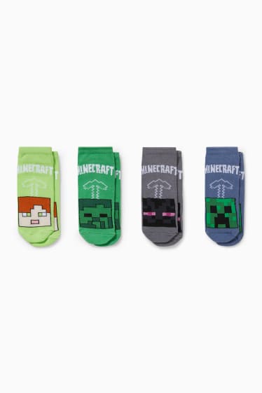 Niños - Pack de 4 - Minecraft - calcetines tobilleros con motivo - verde