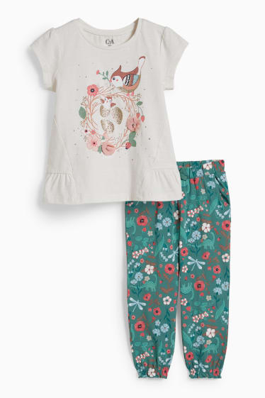 Dzieci - Zestaw - koszulki z krótkim rękawem i spodnie dżersejowe - 2 części - kremowobiały