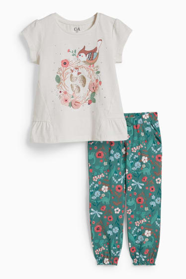 Bambine - Set - maglia a maniche corte e pantaloni di jersey - 2 pezzi - bianco crema
