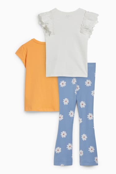Copii - Set - 2 tricouri cu mânecă scurtă și pantaloni din jerseu - 3 piese - portocaliu